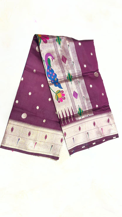 Chandrika Silk Kathpadar Muniya Paithani Saree with Rich Pallu & Zari Border-04