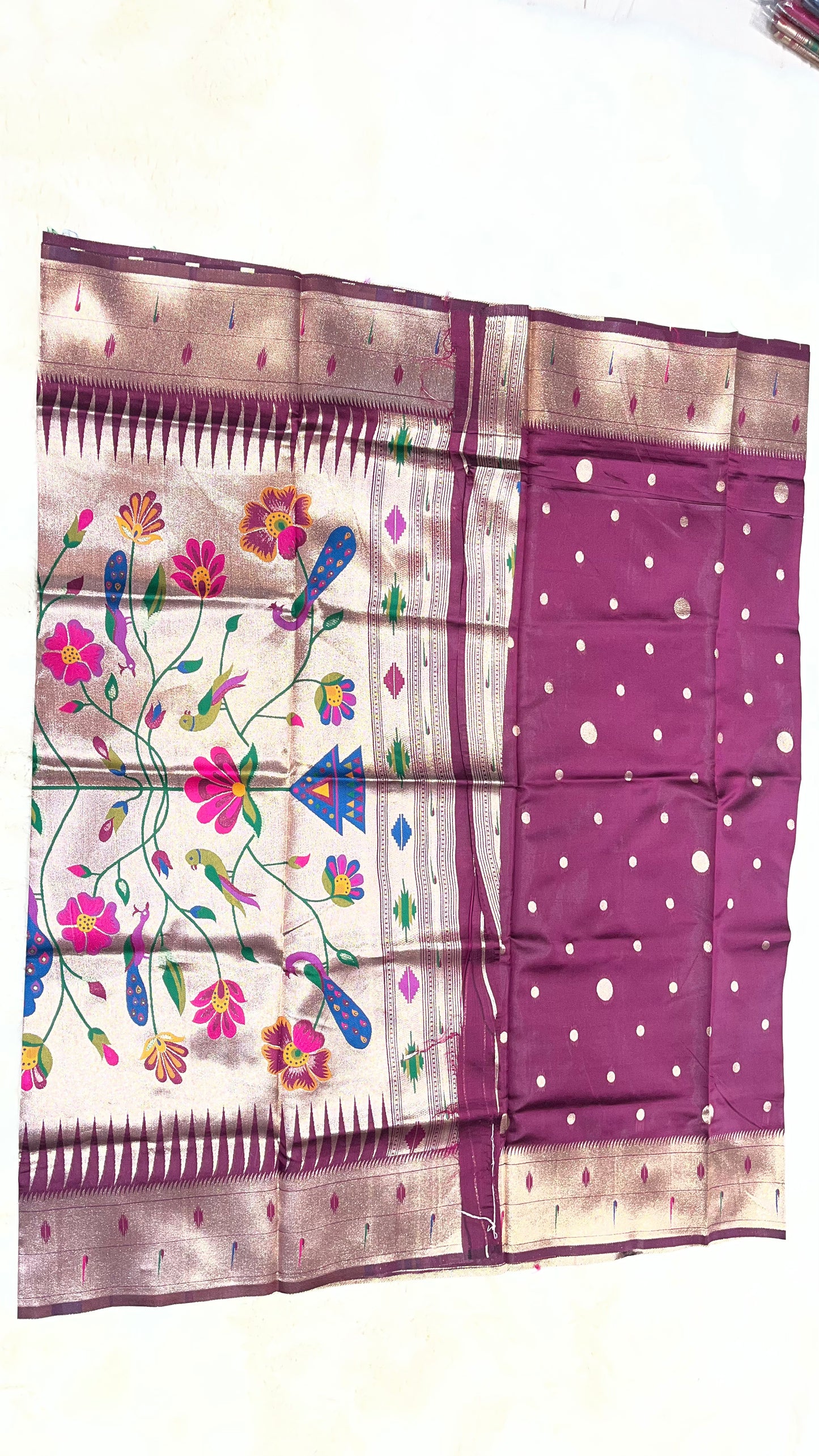 Chandrika Silk Kathpadar Muniya Paithani Saree with Rich Pallu & Zari Border-04