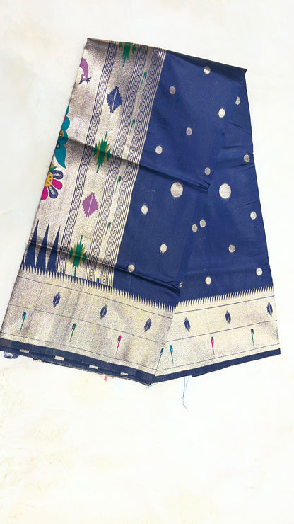 Chandrika Silk Kathpadar Muniya Paithani Saree with Rich Pallu & Zari Border -05