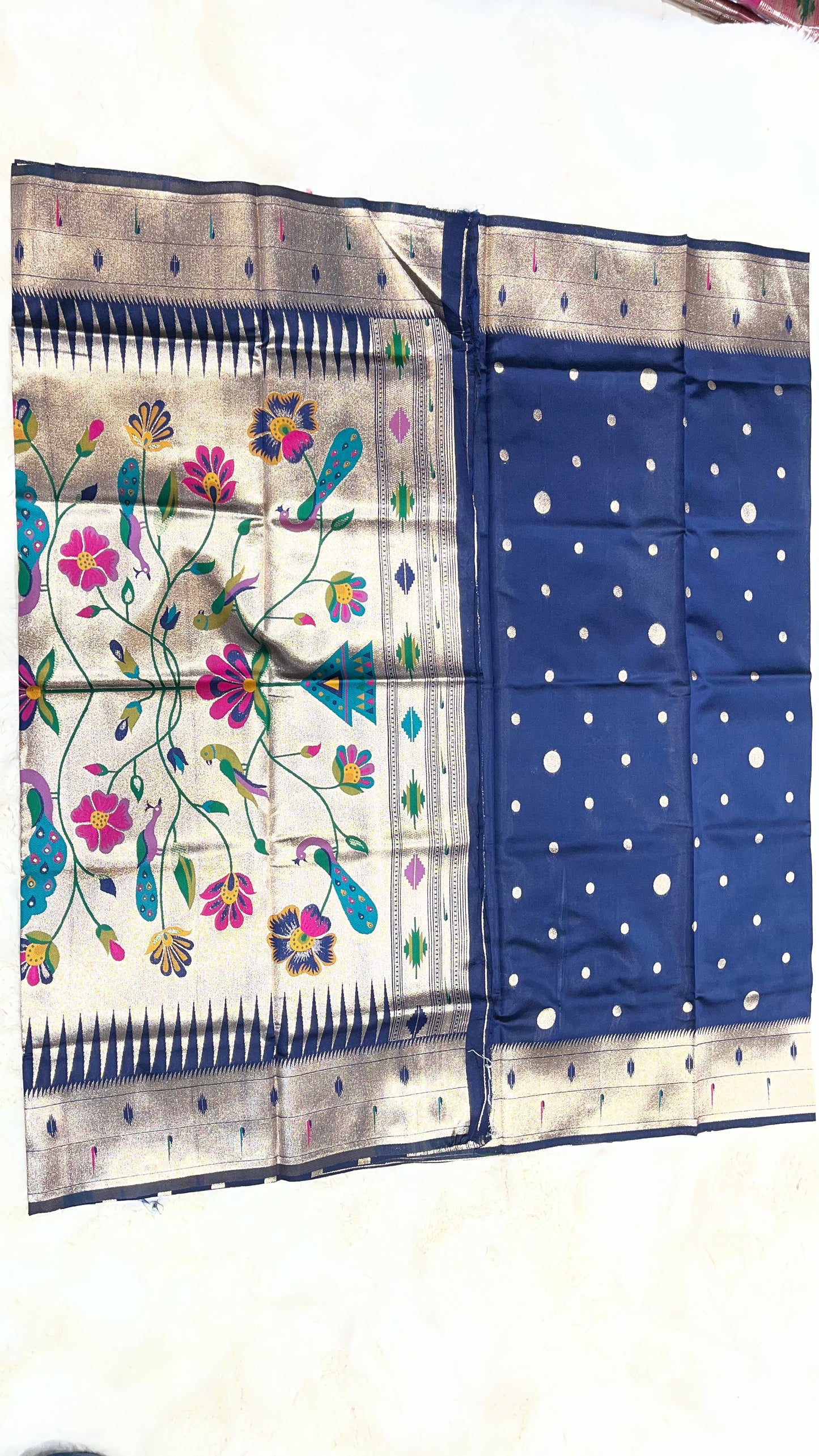 Chandrika Silk Kathpadar Muniya Paithani Saree with Rich Pallu & Zari Border -05