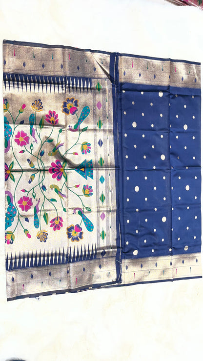 Chandrika Silk Kathpadar Muniya Paithani Saree with Rich Pallu & Zari Border -05