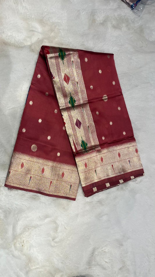 Chandrika Silk Kathpadar Muniya Paithani Saree with Rich Pallu & Zari Border 03