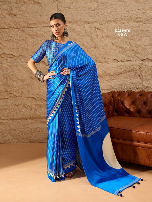 Italian Silk Printed Saree With Running Blouse | Lightweight Office & Daily Wear Saree