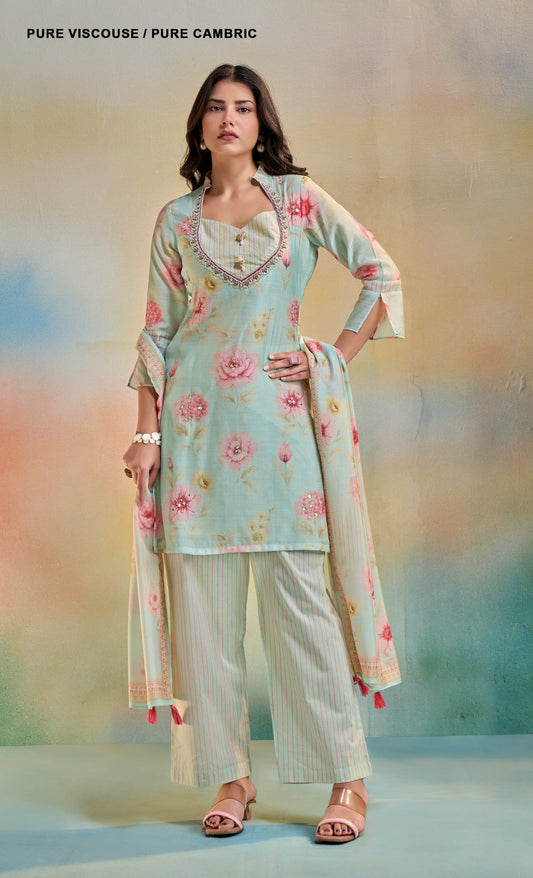 Woman in traditional outfit sitting on a chair with a blurred background