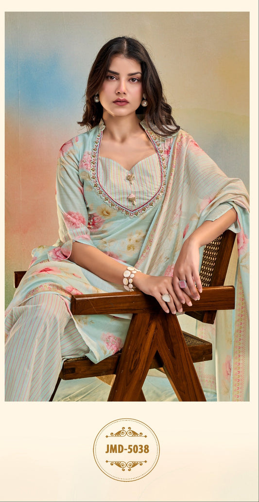 Woman in traditional outfit sitting on a chair with a blurred background