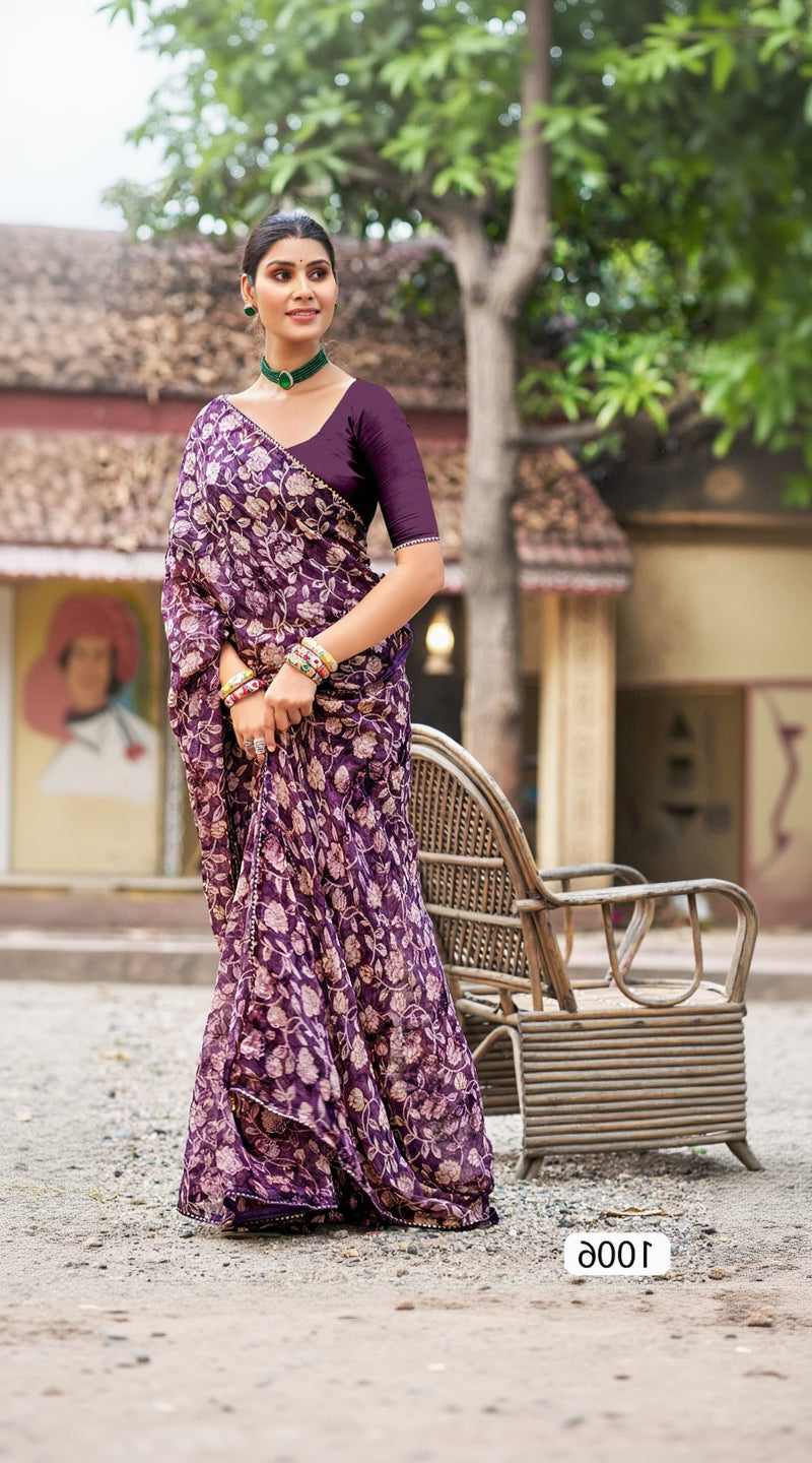 Fancy Jal Print Saree For Casual & Office Wear