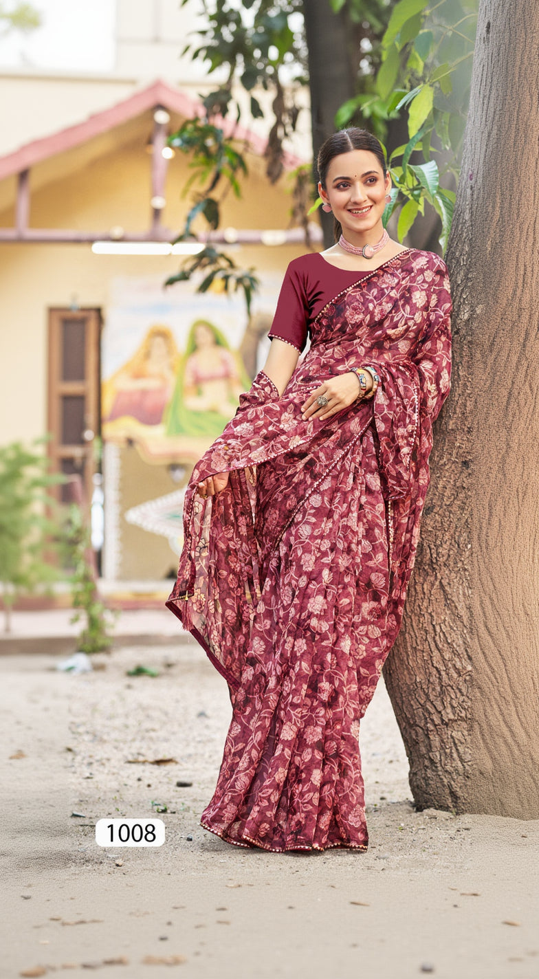 Fancy Jal Print Saree For Casual & Office Wear