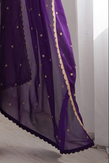 Soft Silk Georgette Saree With Golden Butti Work & Lace Border For Women | krishna pooja textiles