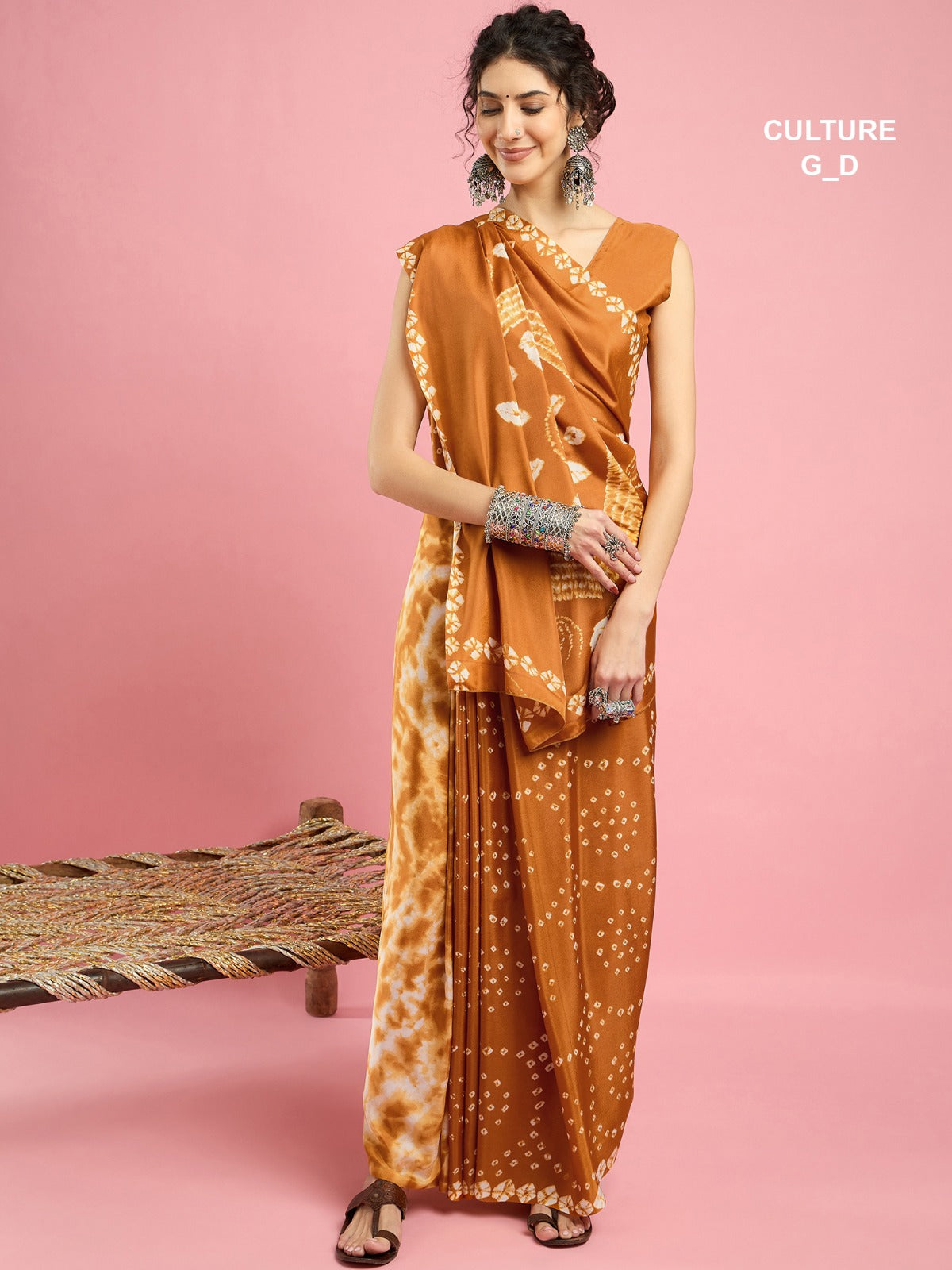 UNDER 999 ORANGE SAREE FOR WOMEN 
