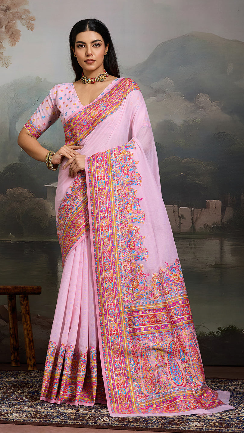 Royal Pashmina Silk Kathpadar Saree For Festive & Wedding Wear