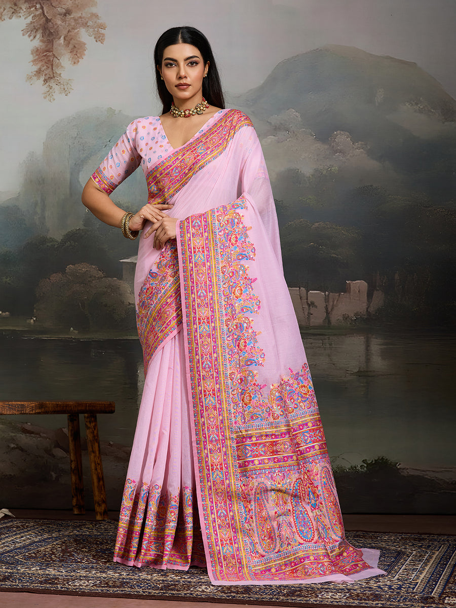 Royal Pashmina Silk Kathpadar Saree For Festive & Wedding Wear