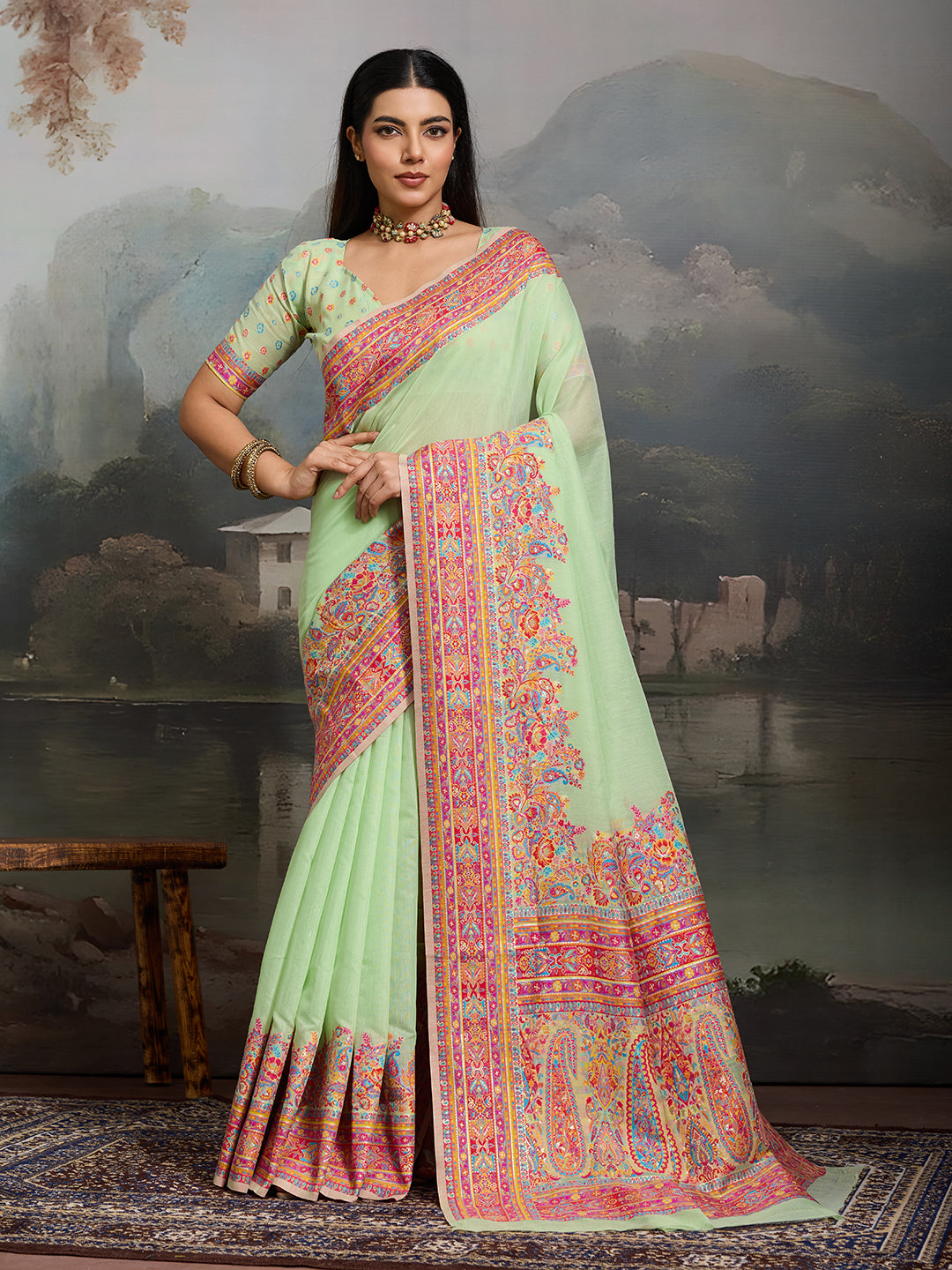 Royal Pashmina Silk Kathpadar Saree For Festive & Wedding Wear