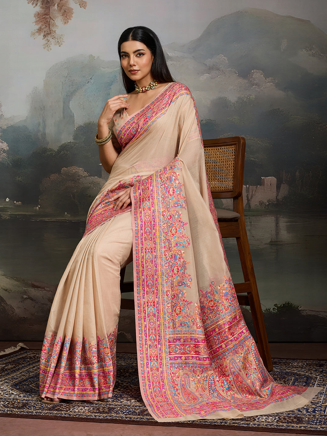 Royal Pashmina Silk Kathpadar Saree For Festive & Wedding Wear