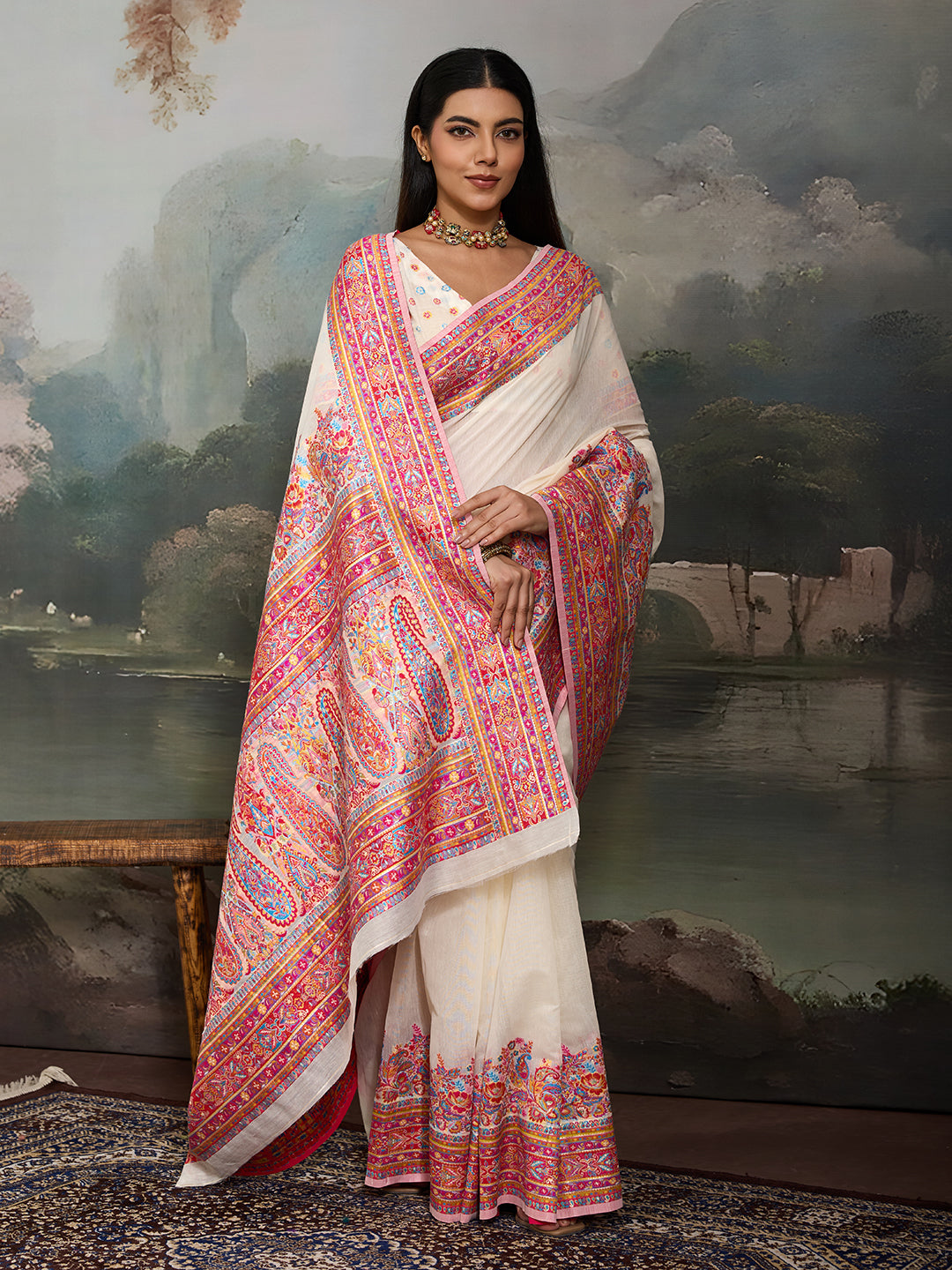Royal Pashmina Silk Kathpadar Saree For Festive & Wedding Wear