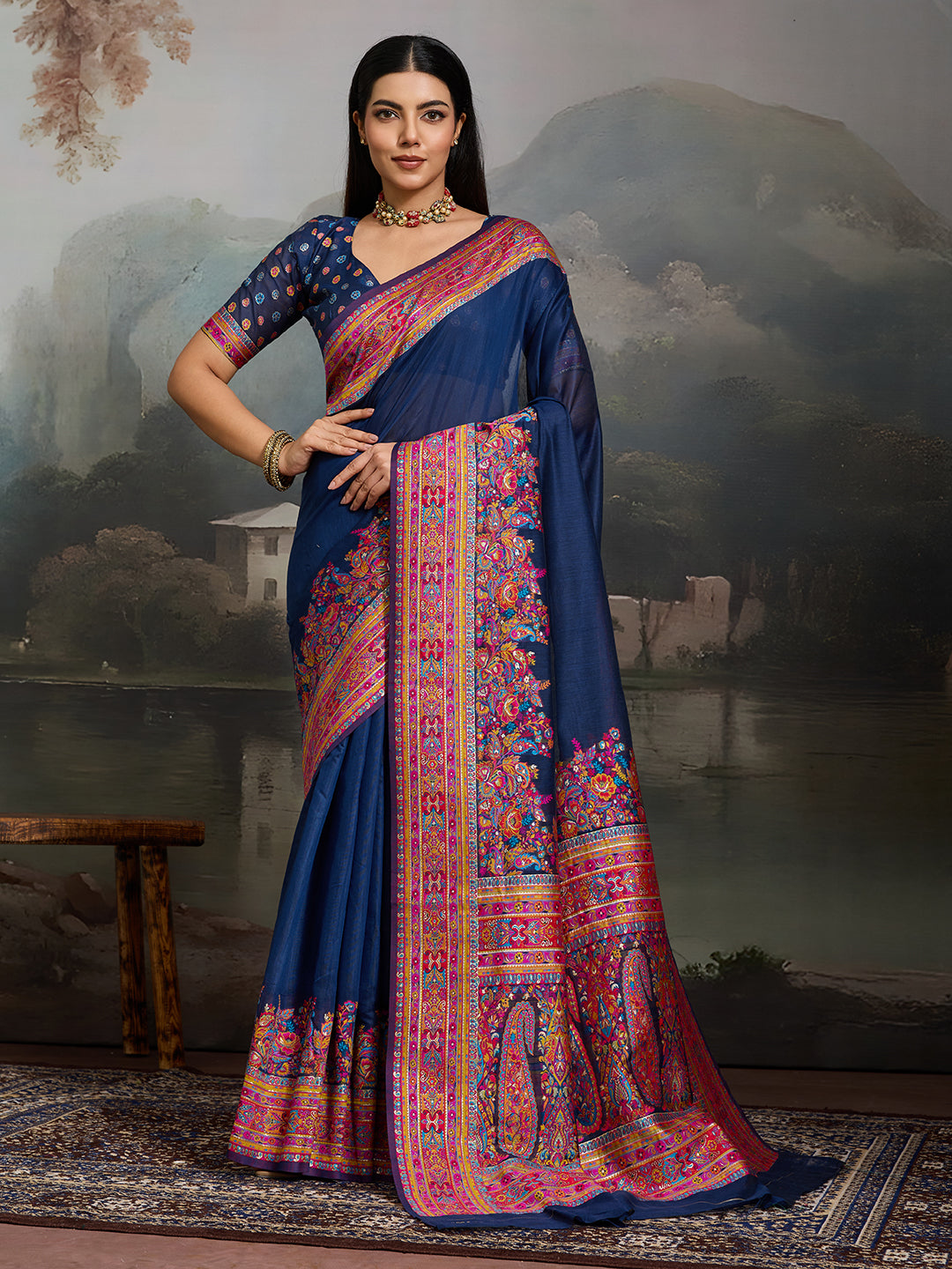 Royal Pashmina Silk Kathpadar Saree For Festive & Wedding Wear