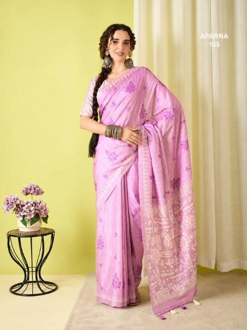 Premium Cotton Blend Saree For Women  With Ethnic Woven Pallu & Tassels