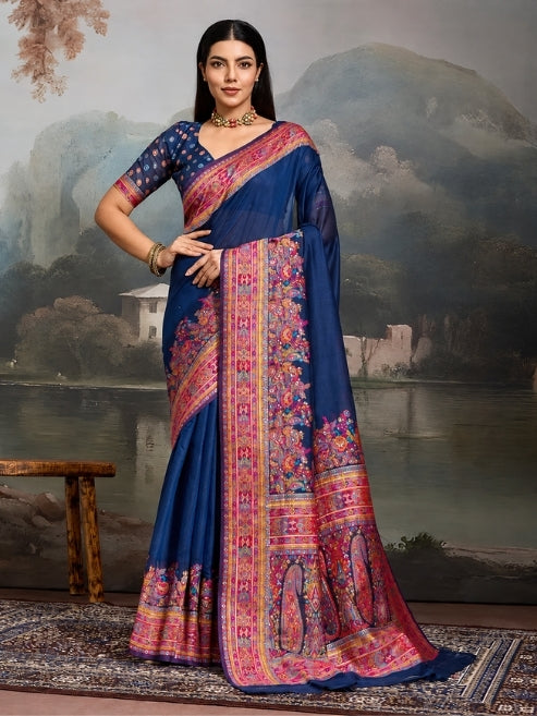 Royal Pashmina Silk Kathpadar Saree For Festive & Wedding Wear