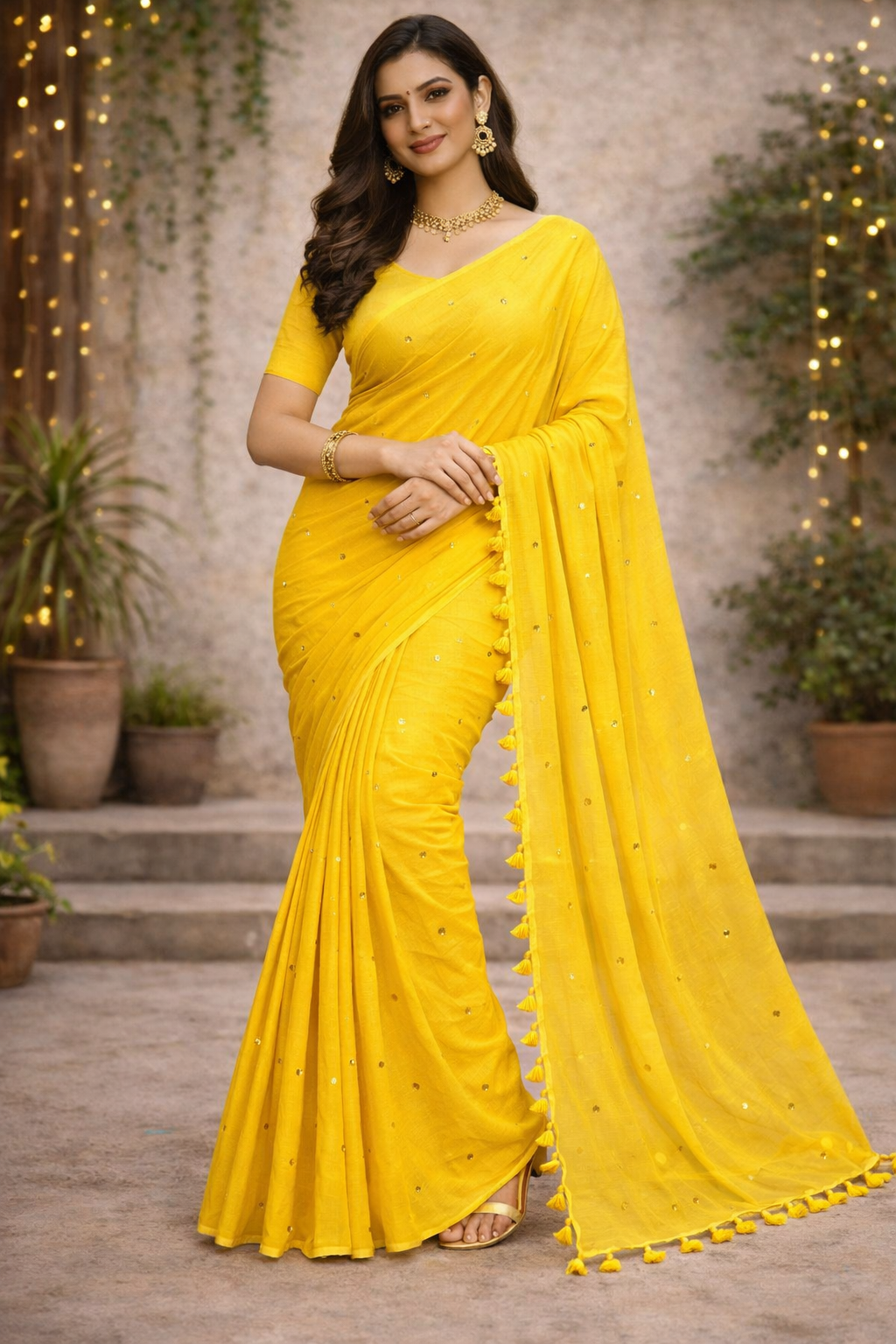 Rashmika Style Sitara  Linen Cottan  Saree 6.3m with Blouse for Fancy Look
