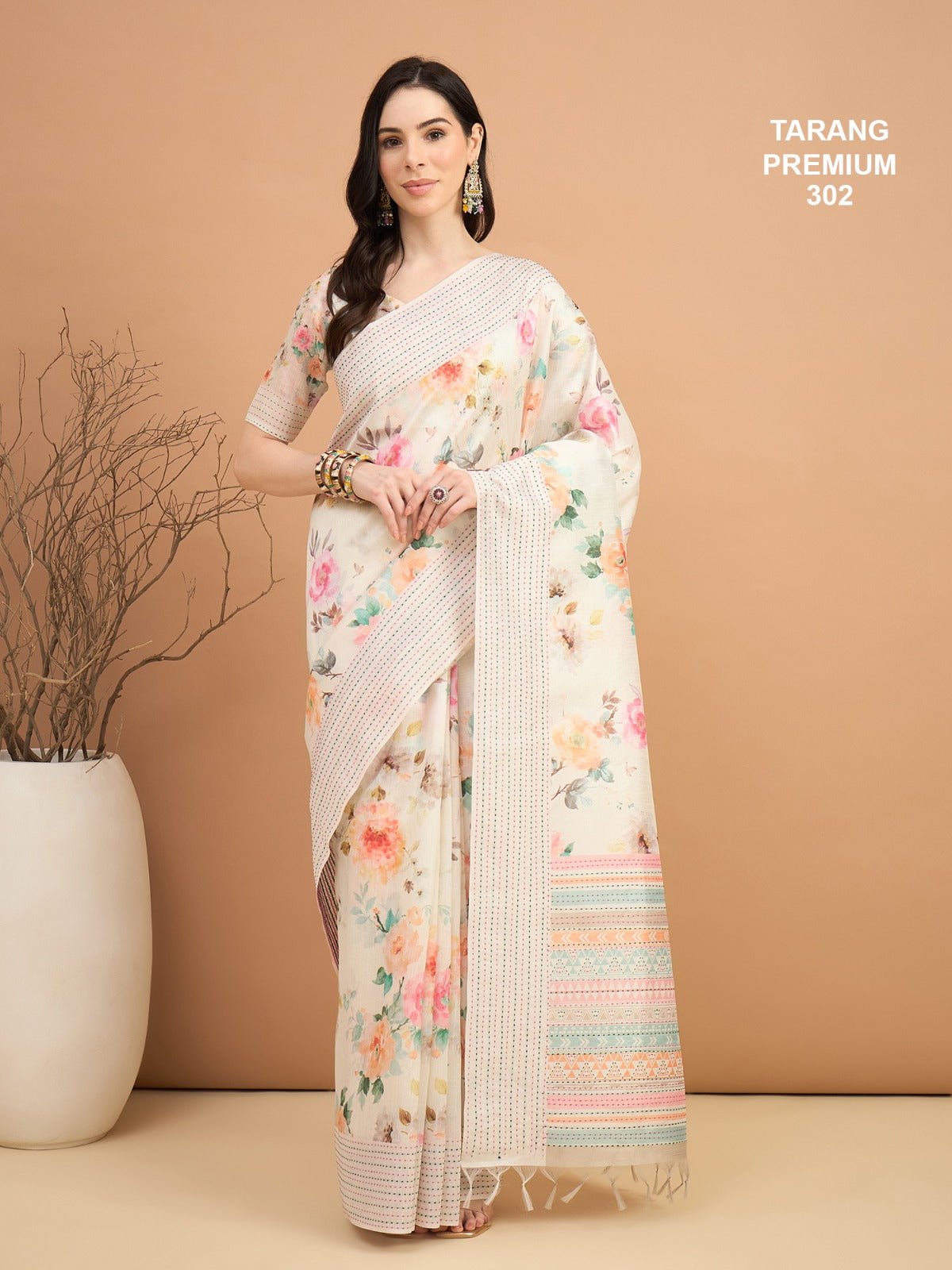 Premium Cotton Saree With Multi Resham Thread Weaving Border