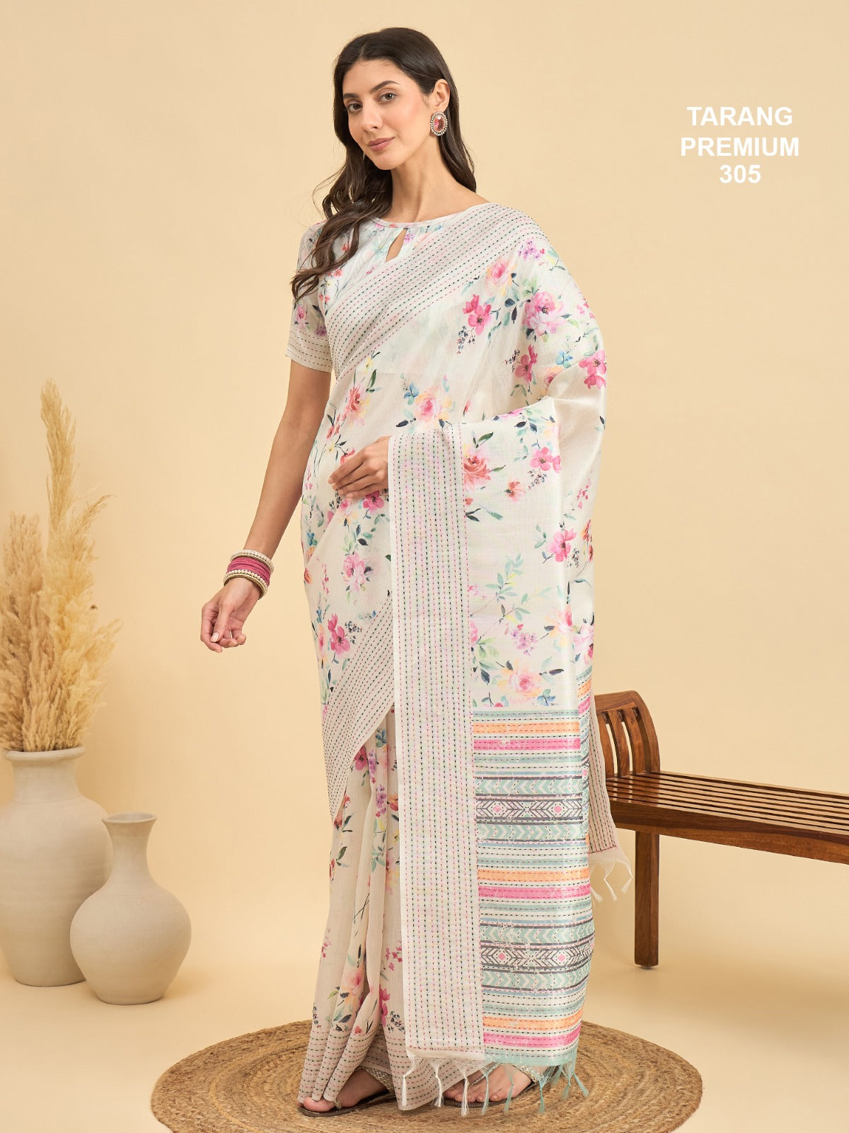 Premium Cotton Saree With Multi Resham Thread Weaving Border