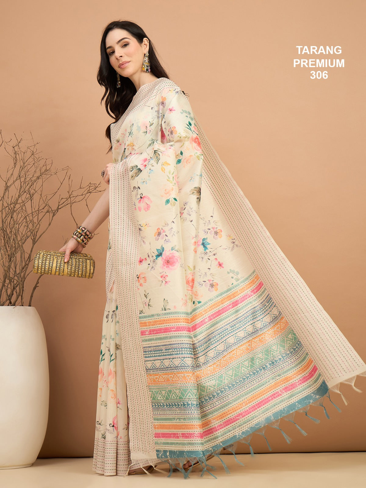 Premium Cotton Saree With Multi Resham Thread Weaving Border