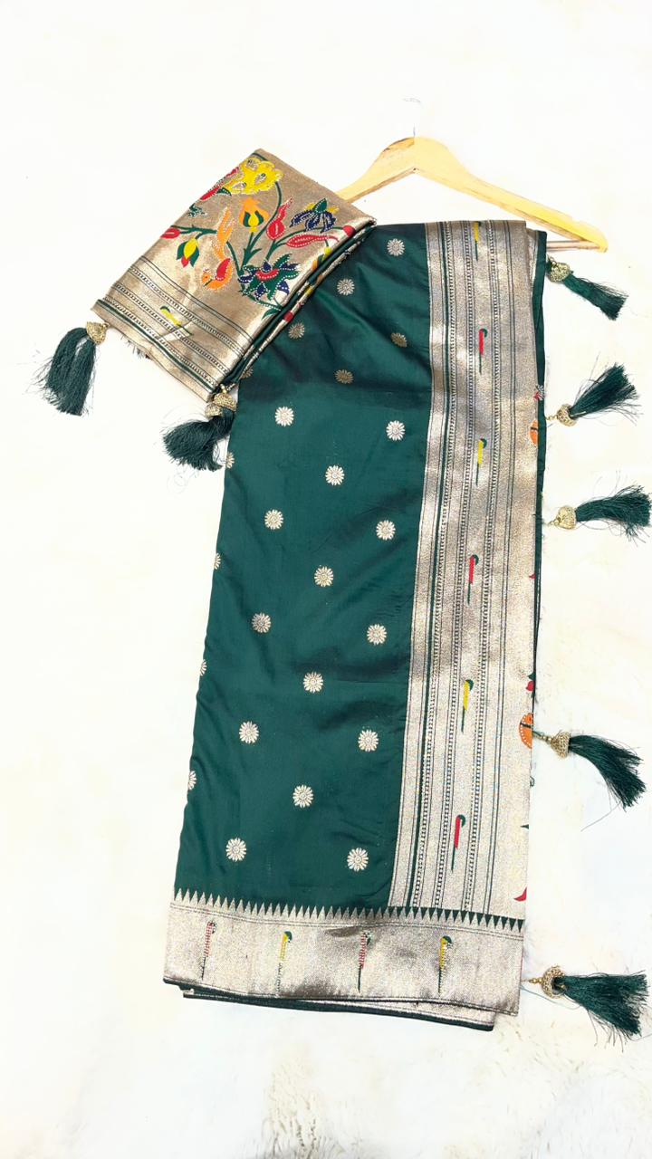 Premium Pathrani Paithani Saree with Dupatta | Rich Zari Border