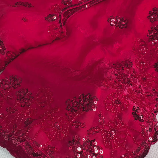 Tulip Fandy Satin Saree with Heavy Beads and Sequins Work Video Showcase