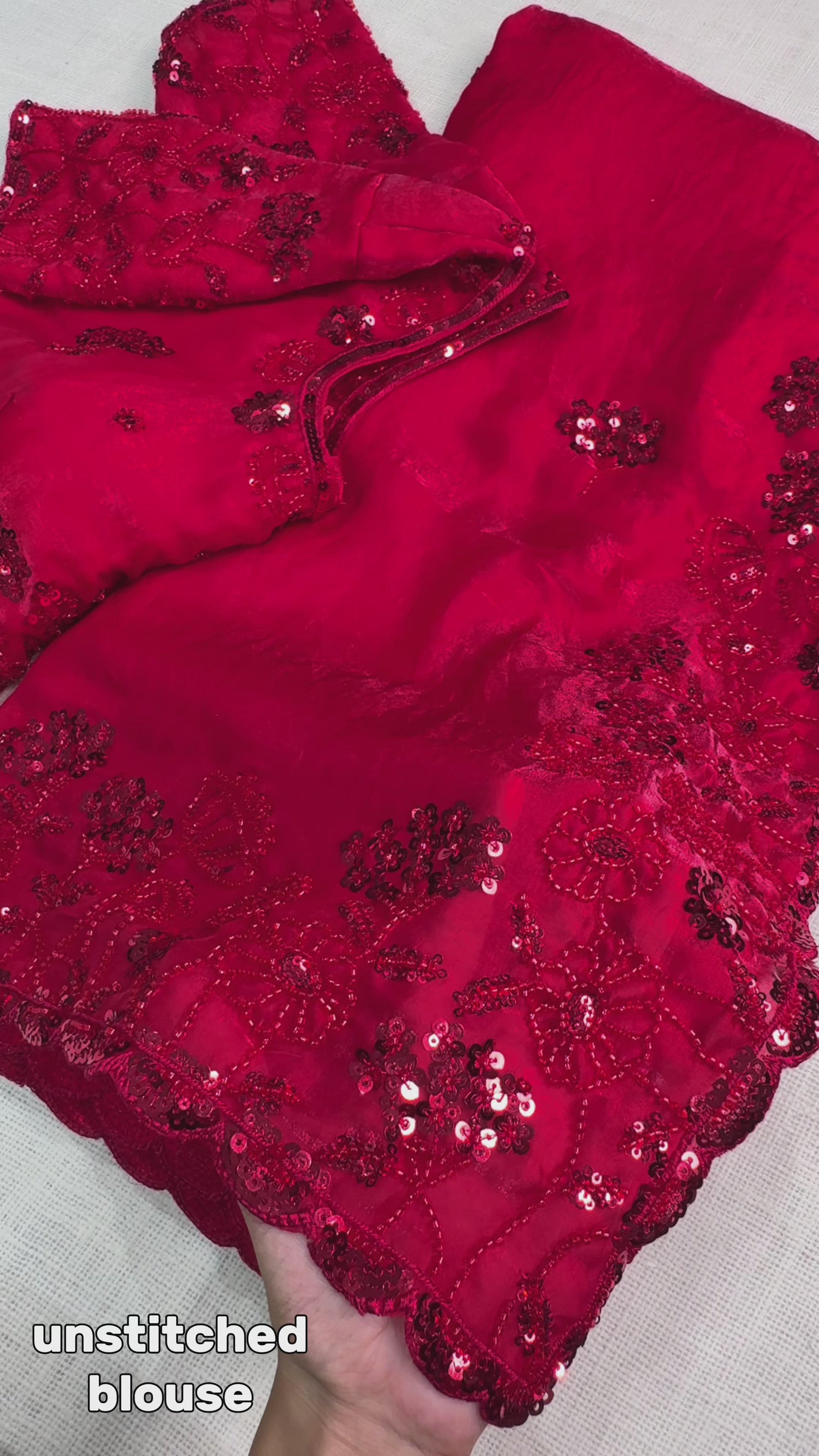 Tulip Fandy Satin Saree with Heavy Beads and Sequins Work Video Showcase